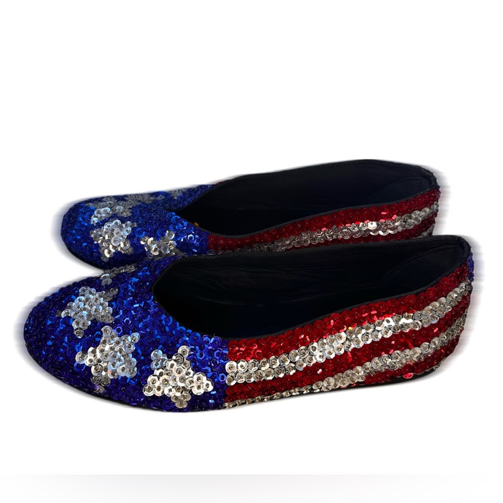 Sparkling Sequin Flats in Red, Blue, and Silver